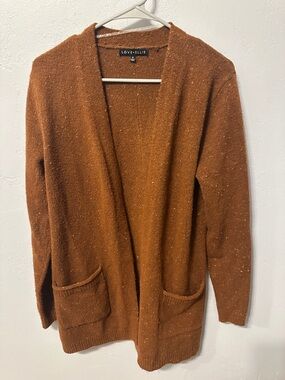 LOVE + ELLIE Open-Front Rust Cardigan with Pockets